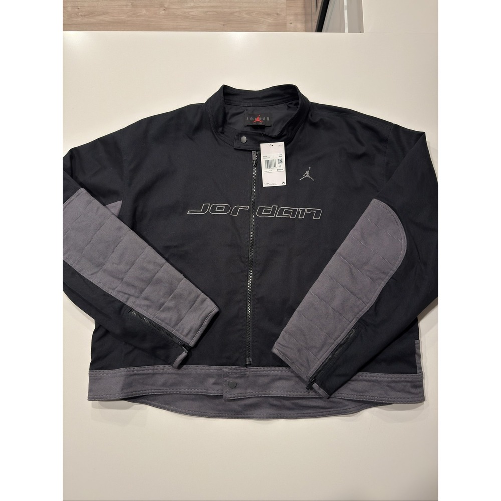 Jordan Brooklyn Men's Bomber Jacket Black Quilted Zip Pockets 2XL HV1048-010